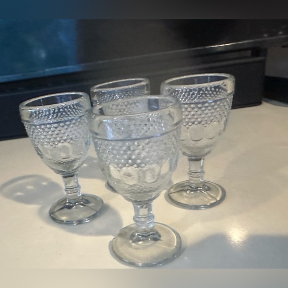Vintage Indiana Glass Co 4 Dewdrop & Rain Drop Glasses Stemware Cordials Sherry - Picture 5 of 6
